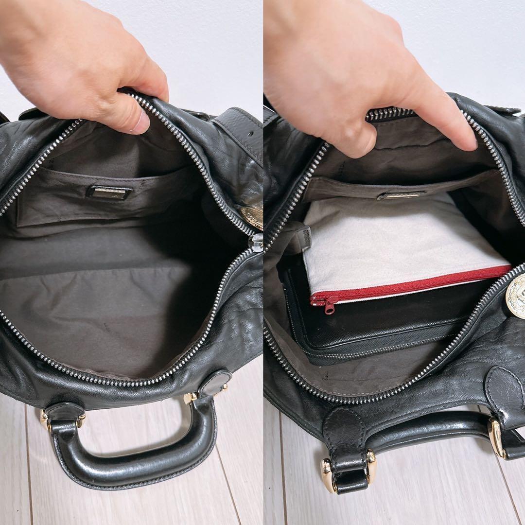 FENDI Hand Shoulder Bag Tote Purse 2way Leather Black Authentic