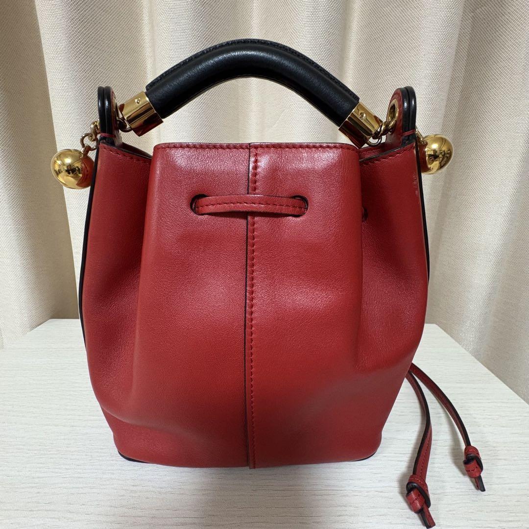 Chloe Hand Shoulder Bag Tote Purse 2way GALA Leather Red Authentic