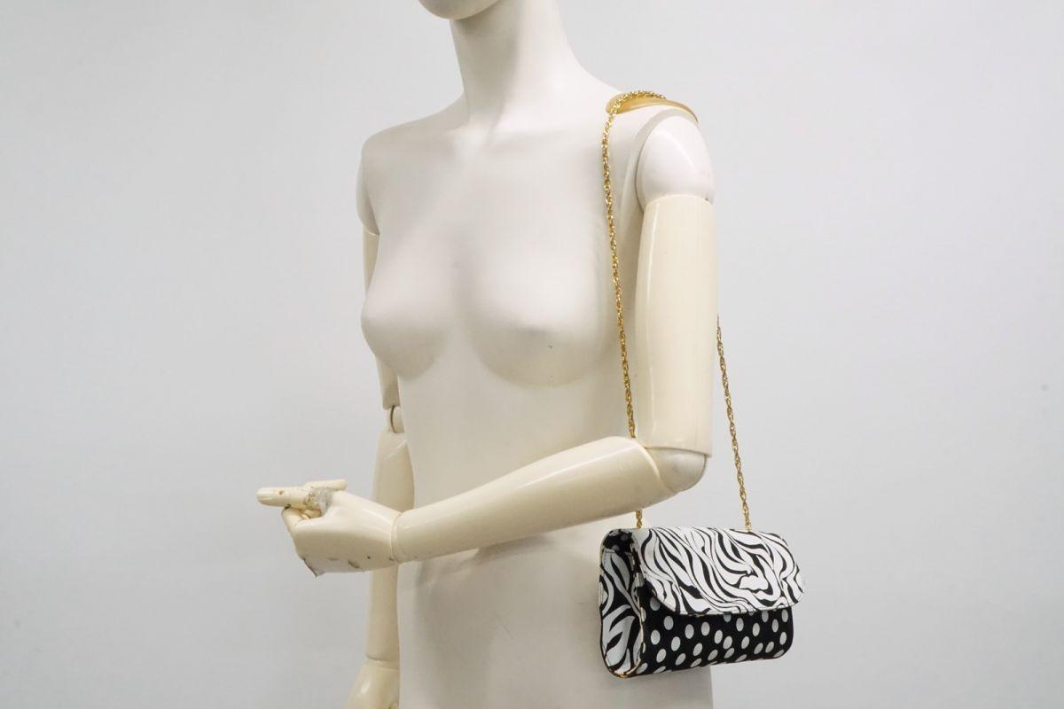 VERSACE Shoulder Bag Purse Chain Nylon Black Authentic