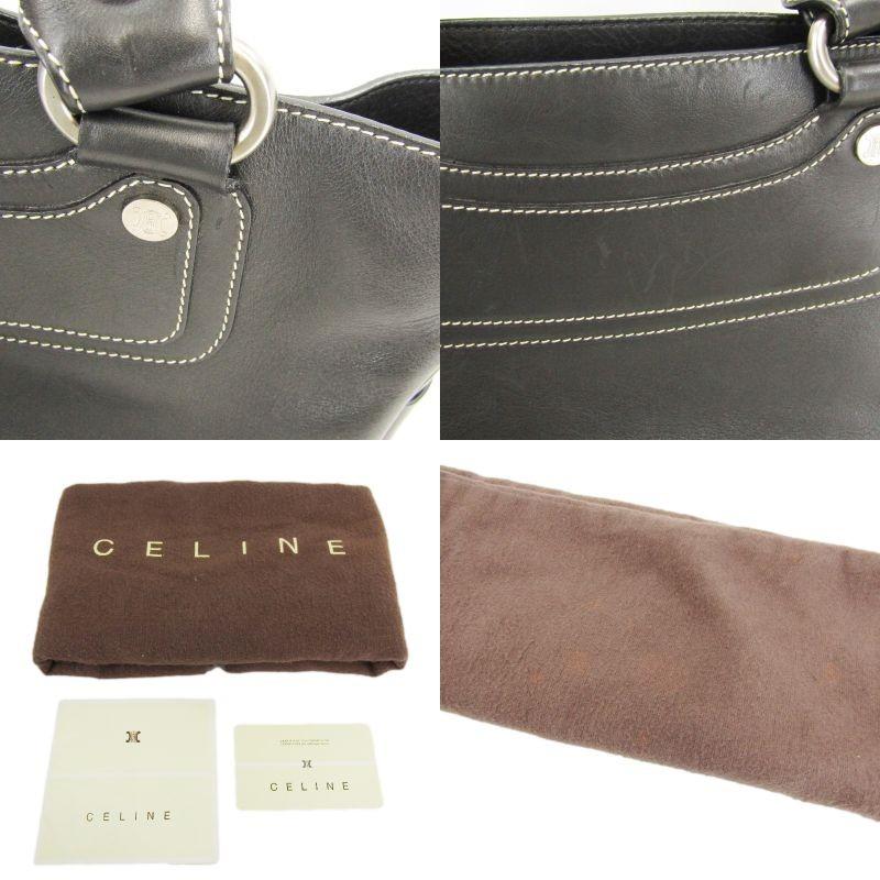 CELINE Hand Bag Tote Purse Boogie Leather Black Authentic