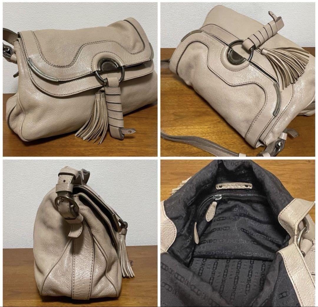 CELINE Hand Bag Tote Purse Leather Beige Authentic