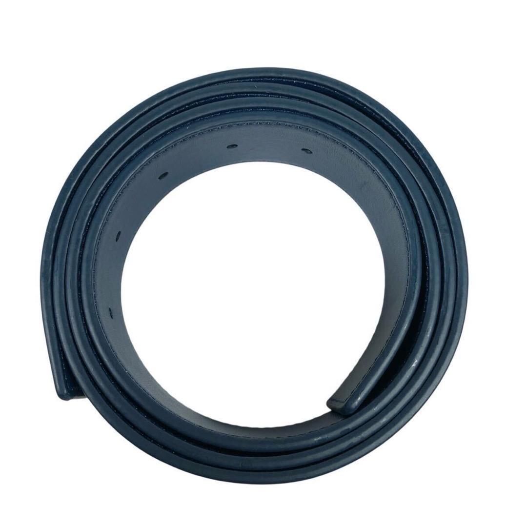 Christian Dior Men's Belt Oblique Trotter Leather Navy Authentic