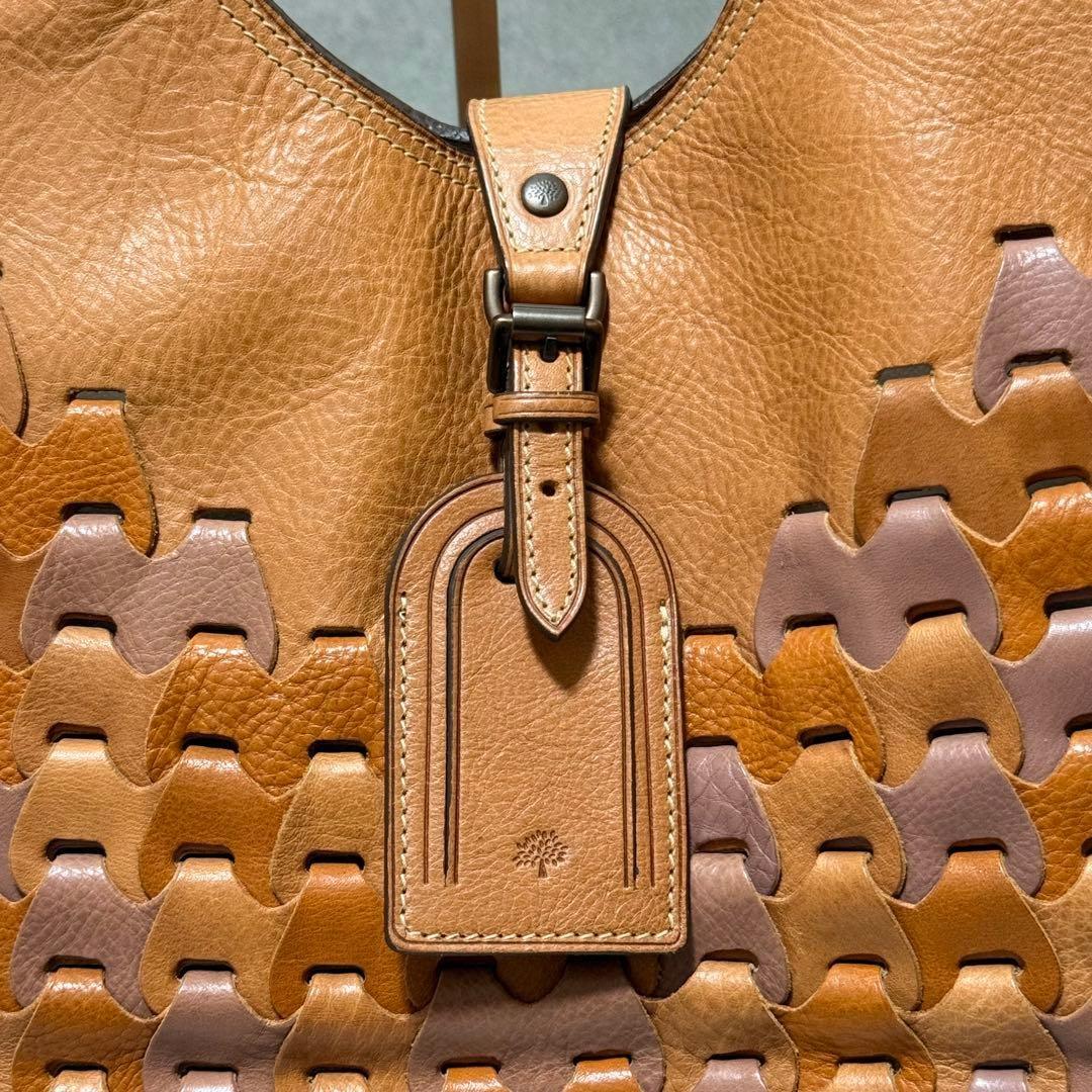 MULBERRY Hand Bag Tote Purse Leather Orange Brown Authentic