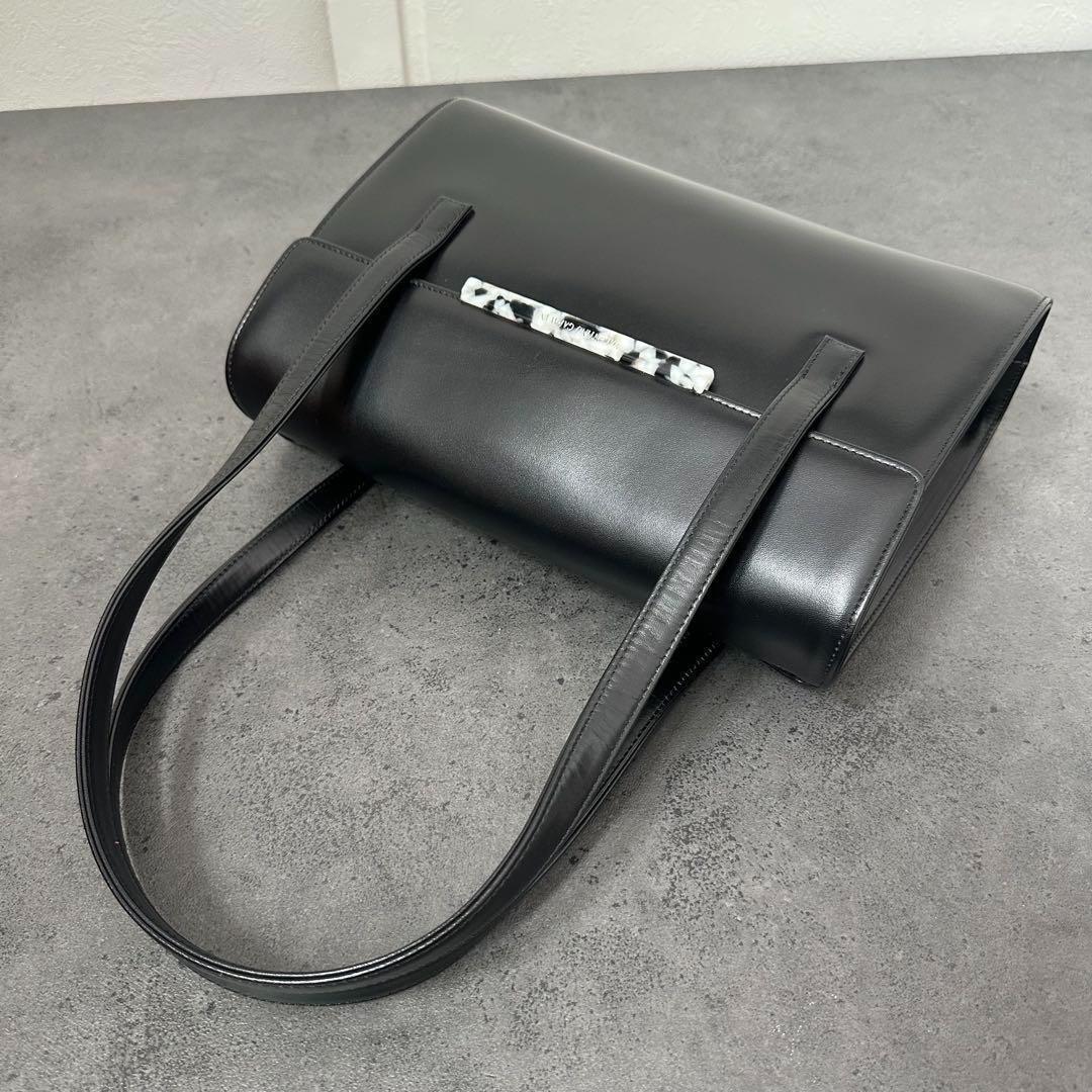 Valentino Garavani Hand Bag Tote Purse Formal bag Logo plate Authentic