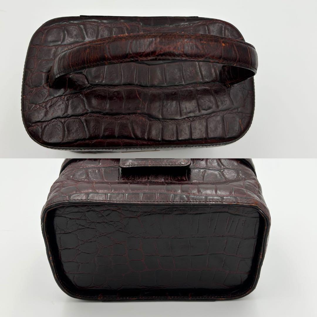 Valentino Garavani Vanity Bag Hand Tote Purse Leather Dark Brown Authentic