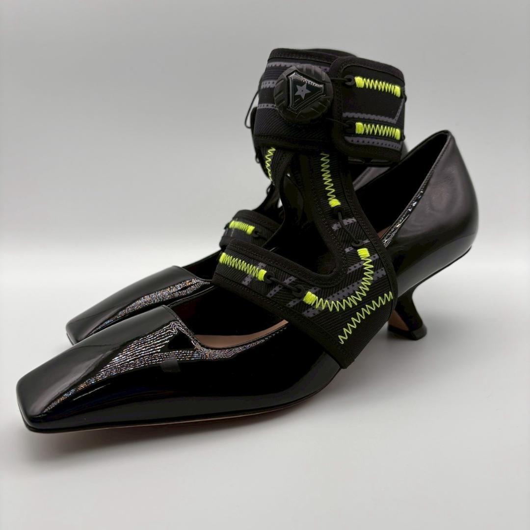 Christian Dior Roger Vivier Shoes Pumps Heel EU 37.5 US 7.5 Patent Leather Black