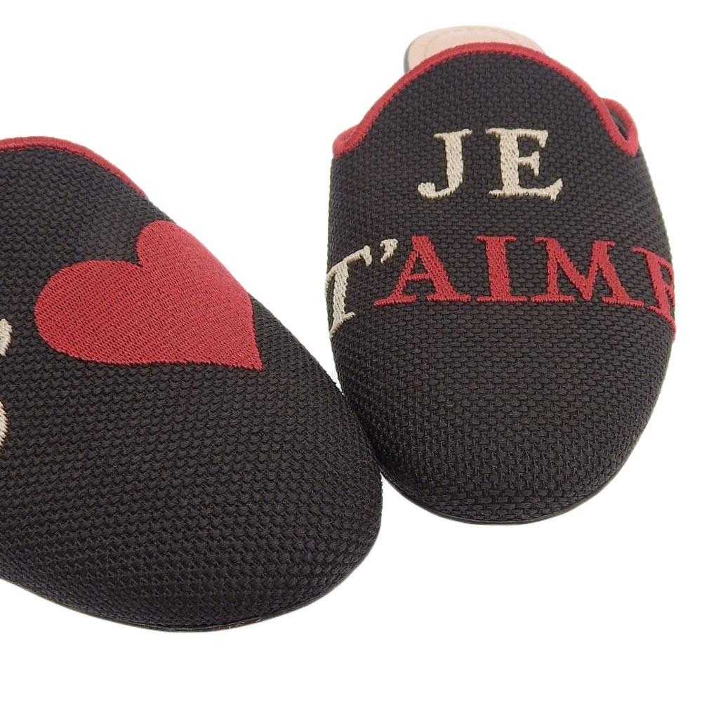 Christian Dior Sandals Shoes Mule DIOR AMOUR EU 36.5 US 6.5 Canvas Black Auth