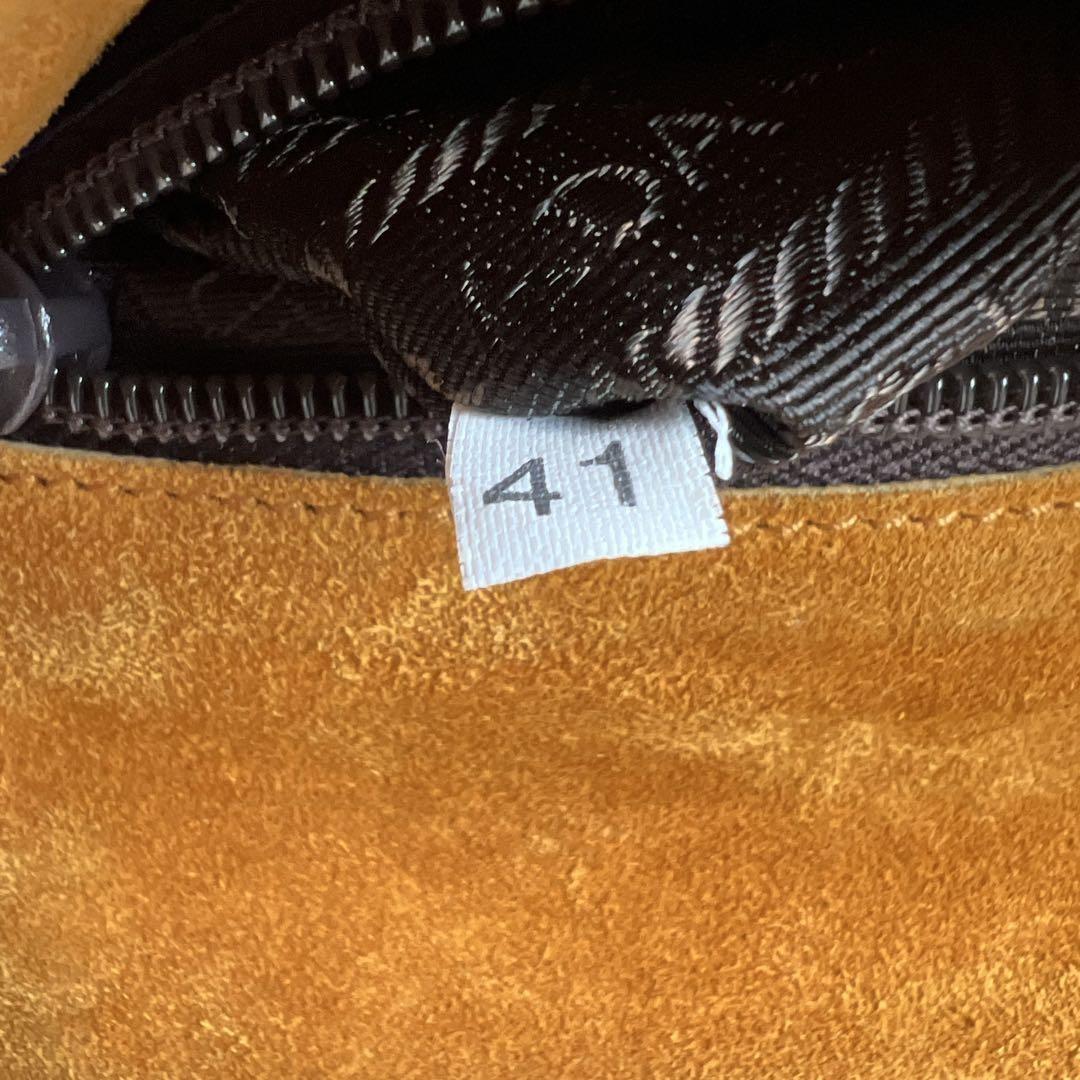 PRADA Shoulder Bag Purse Ribbon Suede Orange Brown Authentic