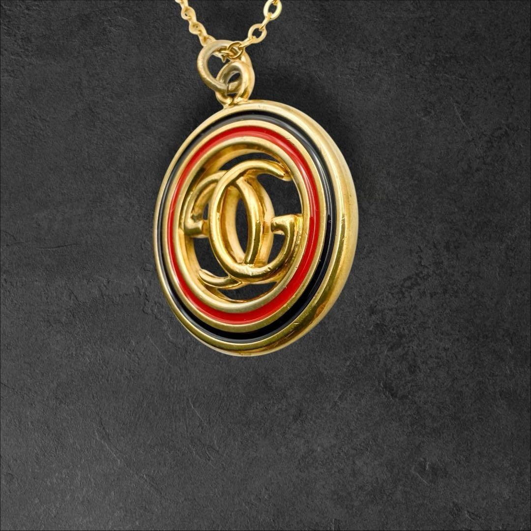 GUCCI Necklace Pendant GG Logo Gold Women Accessory Authentic