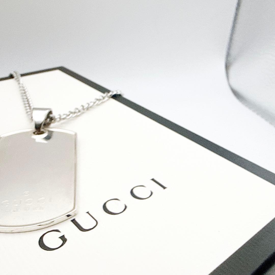 GUCCI Necklace Pendant plate Silver Men's Accessory Authentic