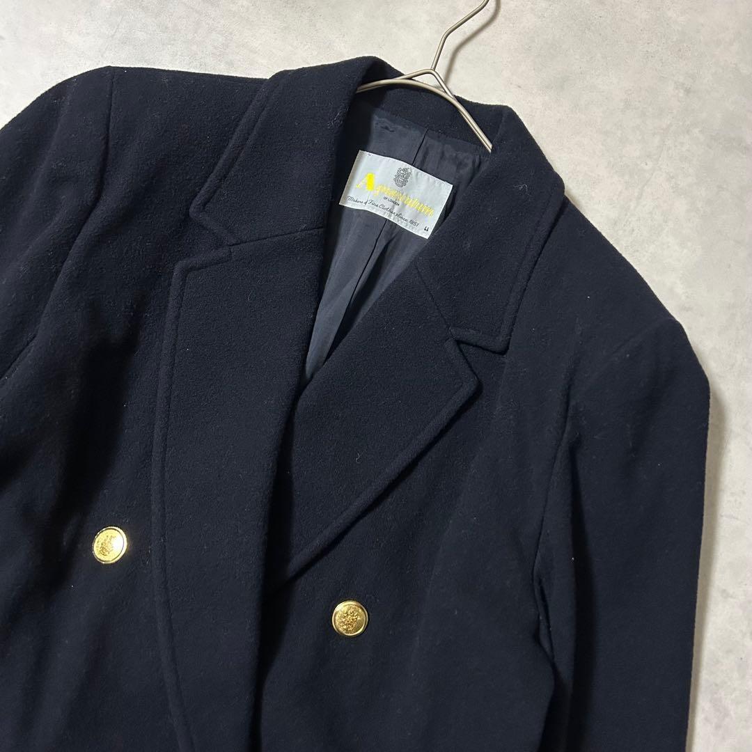 Aquascutum P Coat Asian fit XL US size L Dark Navy Authentic