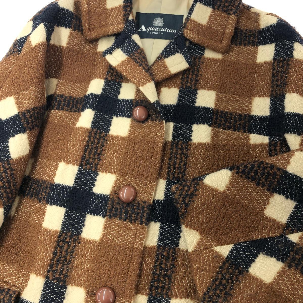 Aquascutum Long Wool Coat size 4F Brown Authentic