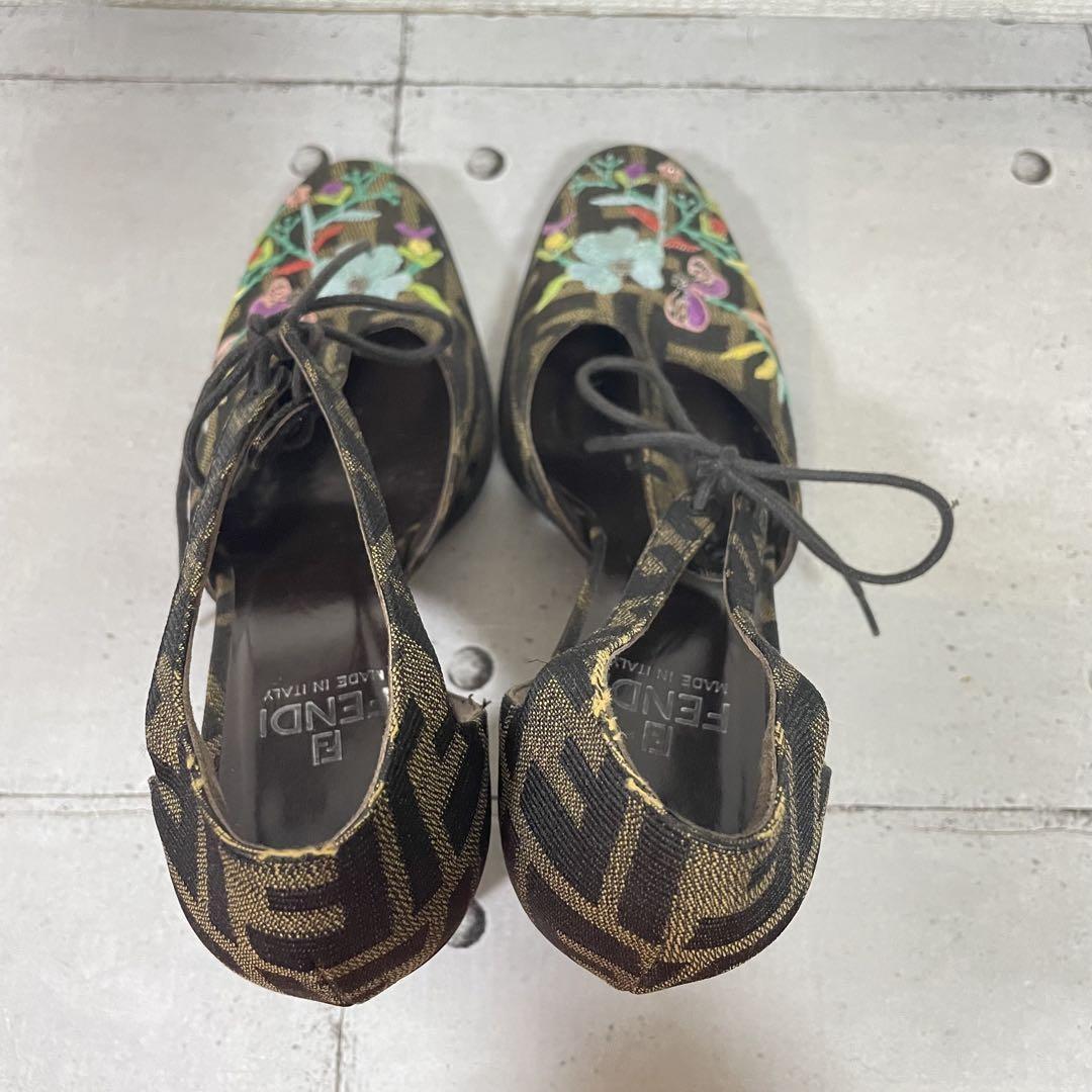 FENDI Shoes Pumps Heel FF Zucca EU 36.5 US 6.5 Multicolor Authentic