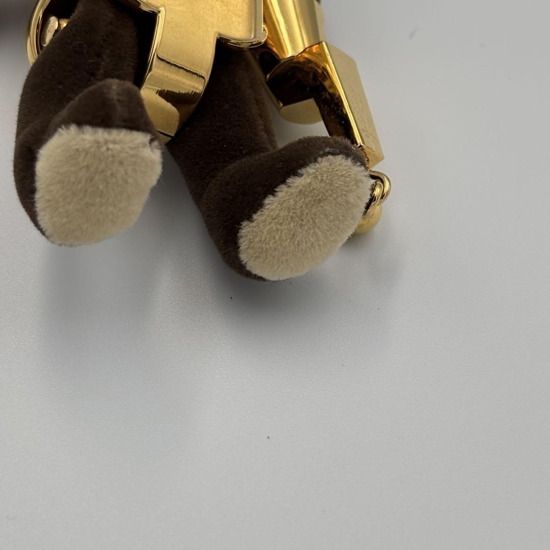 PRADA Key Ring Keychain Bag Charm Bear Dark Brown Gold Authentic