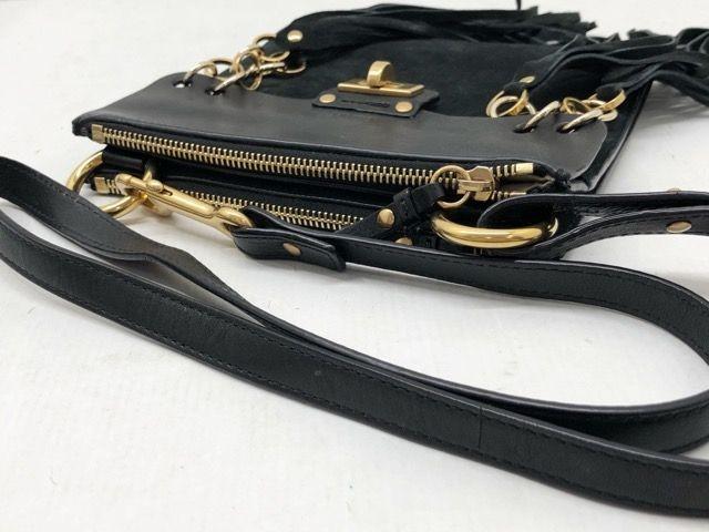 Chloe Shoulder Bag Purse Jane Tassel Fringe Suede Leather Black Authentic