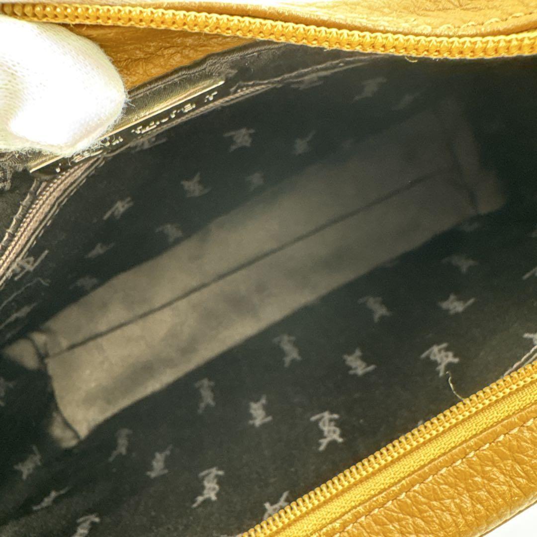 Saint Laurent Hand Bag Tote Purse Logo Leather Camel Authentic