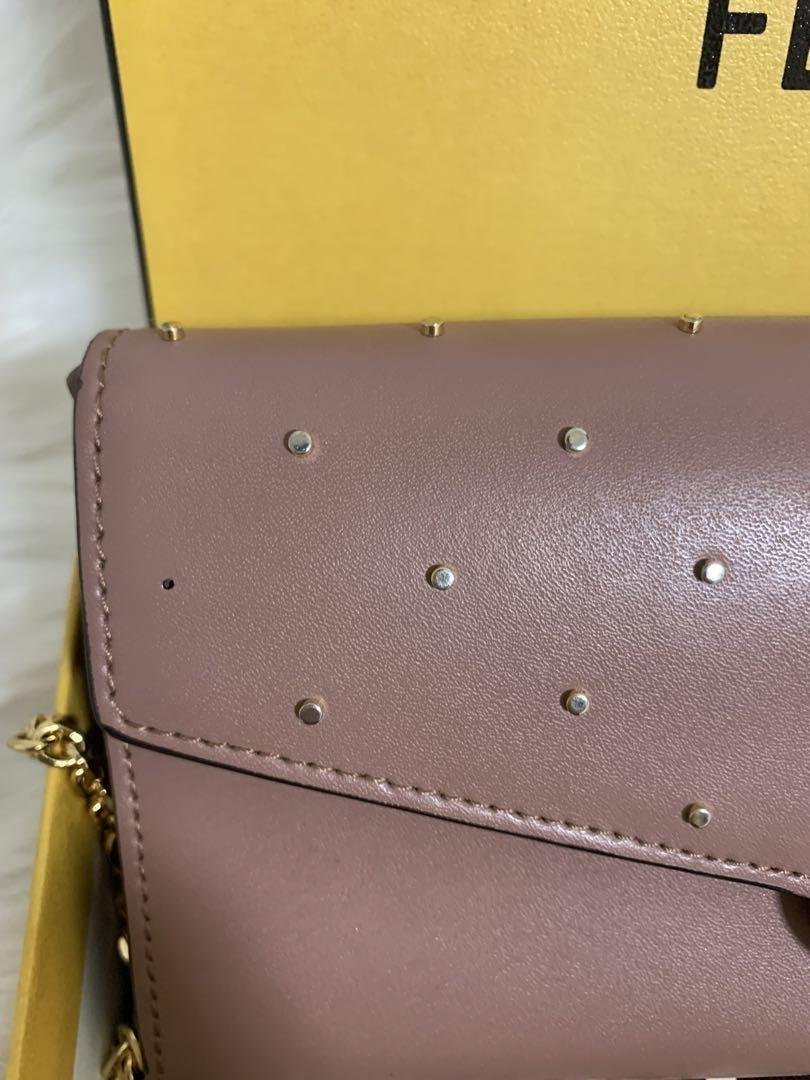 FENDI Shoulder Bag Purse Wallet F Logo Chain Authentic