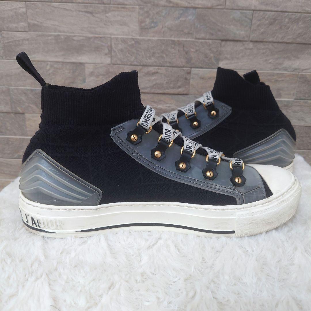 Christian Dior WALK'N'DIOR Sneakers Shoes High-Cut EU 37 US 7 Black Authentic