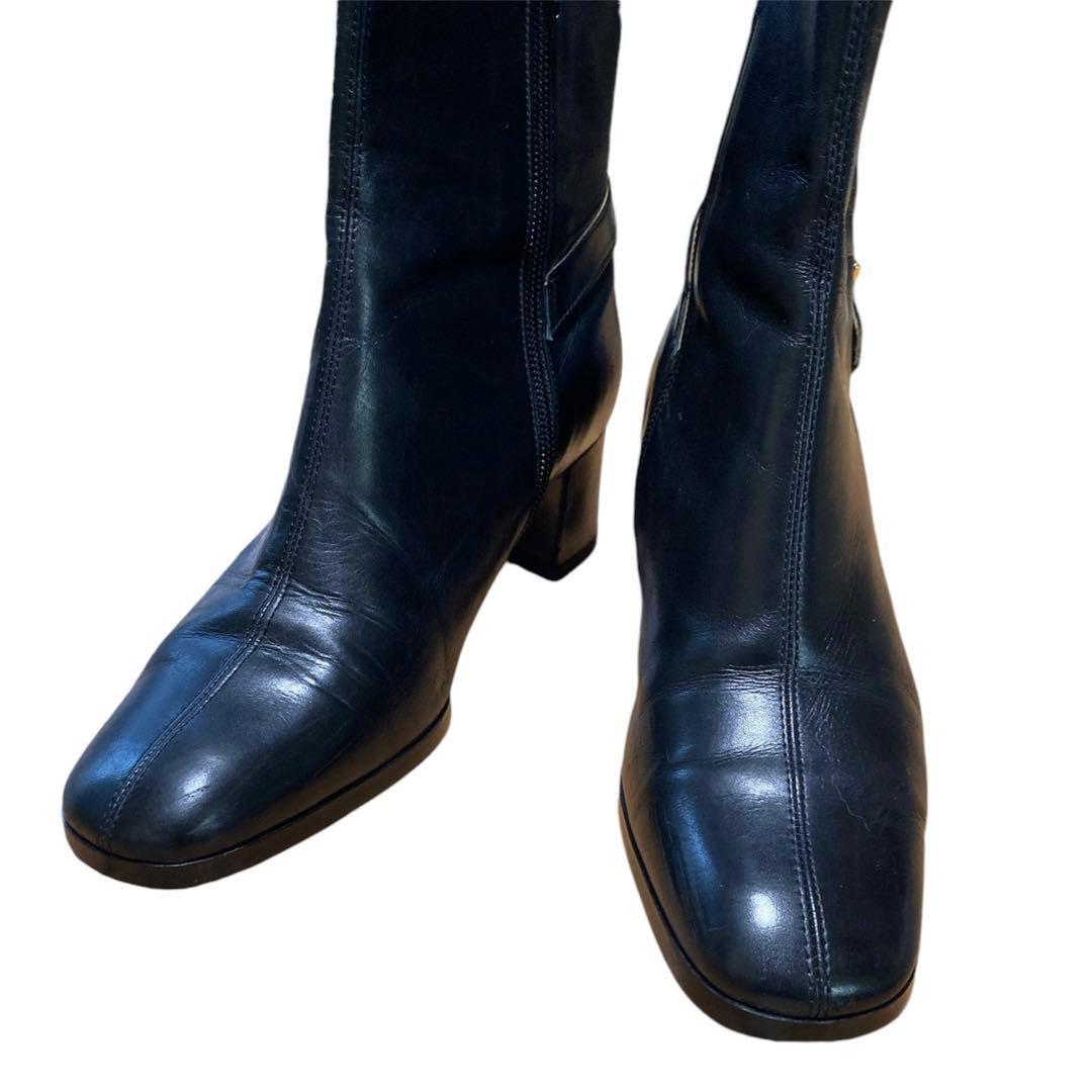 Saint Laurent Short Boots Shoes EU 35.5 US 5.5 Leather Black Authentic