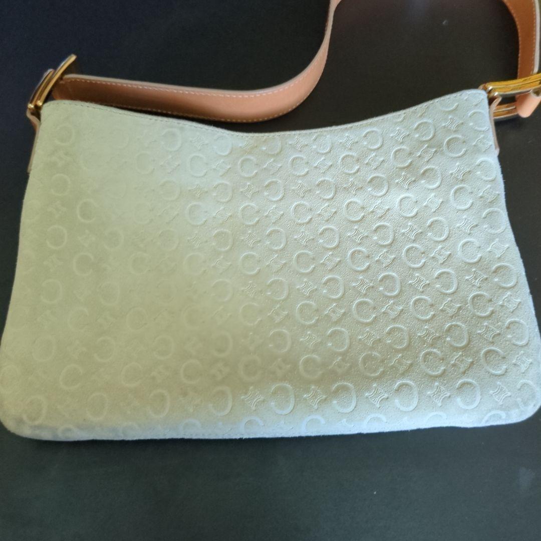 CELINE Hand Shoulder Bag Tote Purse C Macadam Suede Beige Authentic