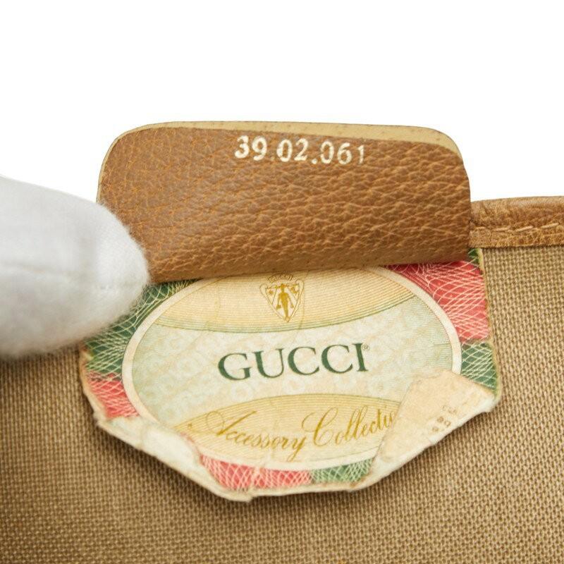 GUCCI Hand Bag Tote Purse GG Supreme PVC Leather Brown Authentic