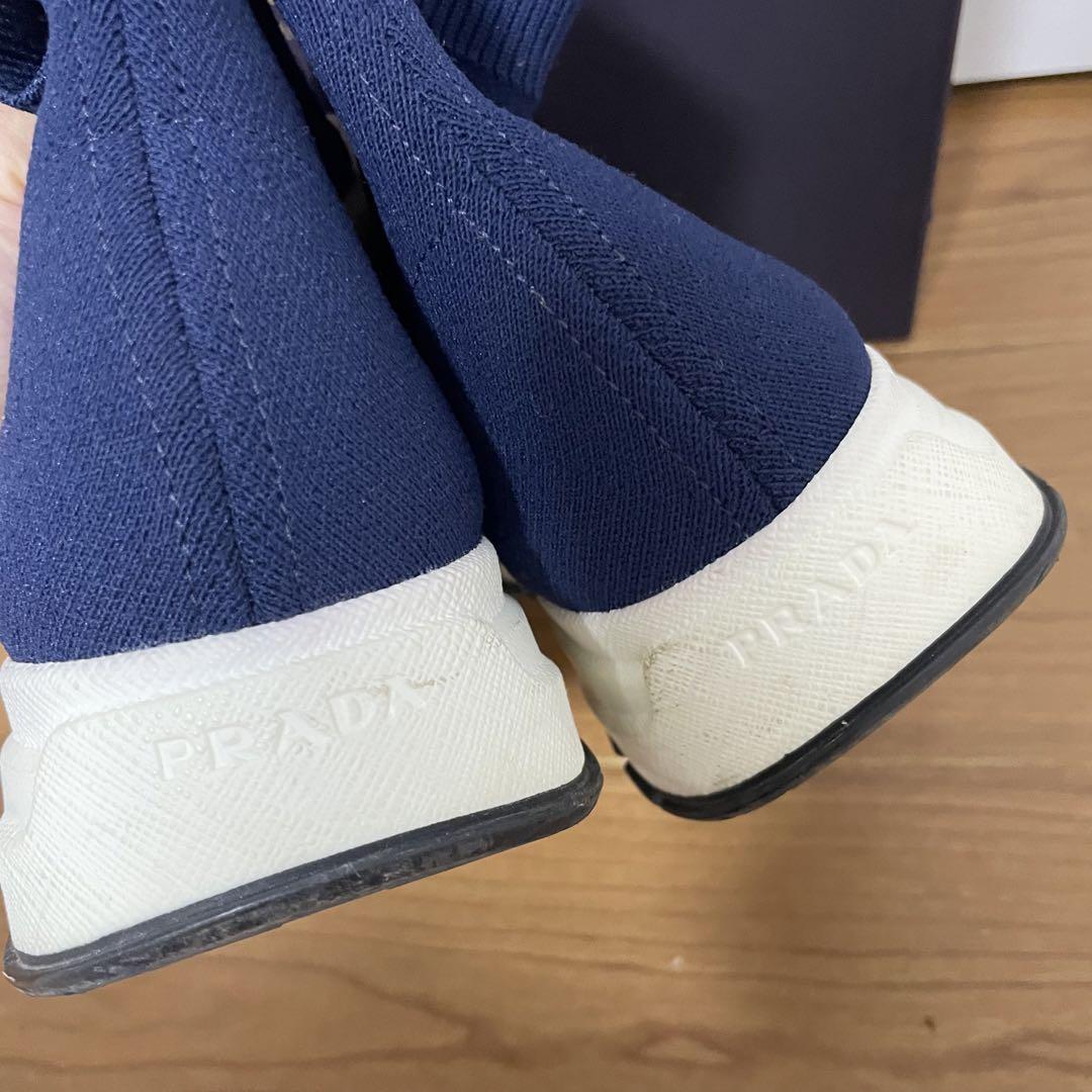 PRADA sock Boots Shoes EU 37 US 7 Navy Authentic