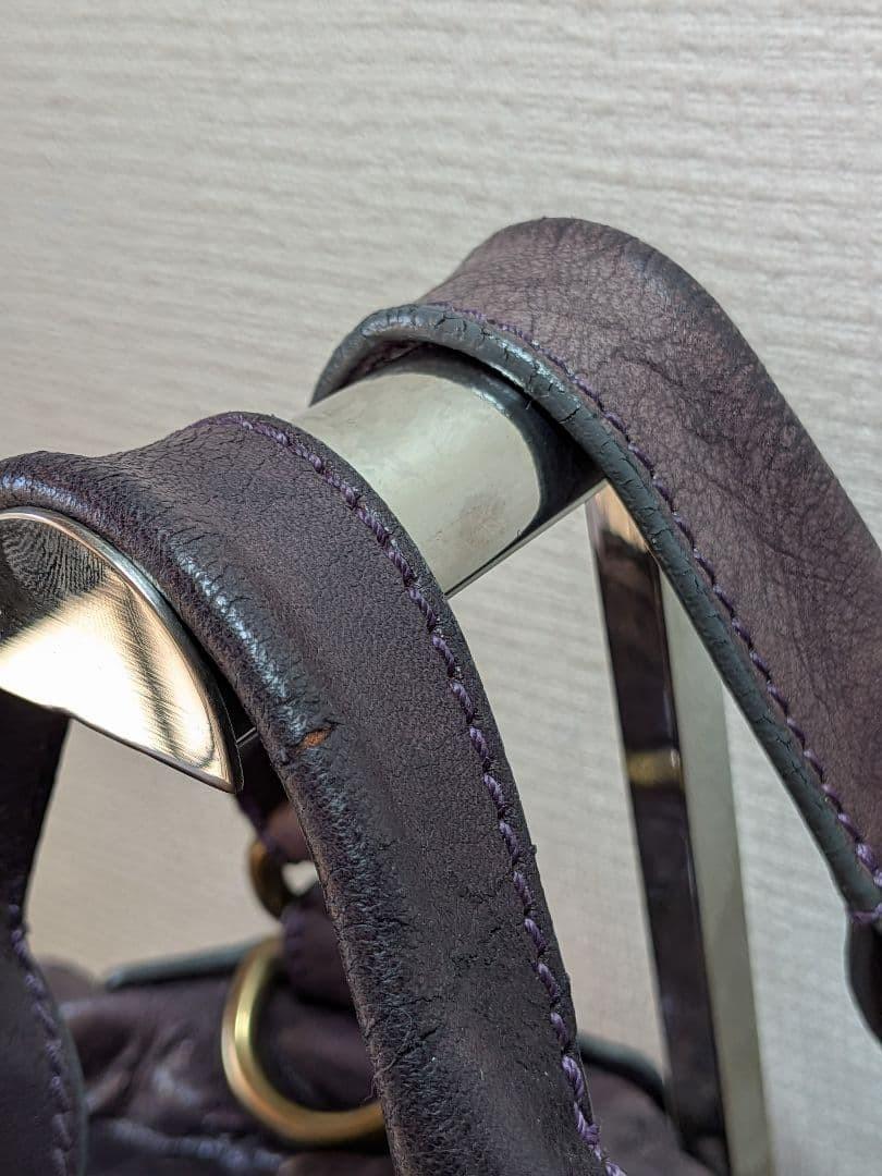 Chloe Hand Bag Tote Purse Bay Leather Purple Authentic