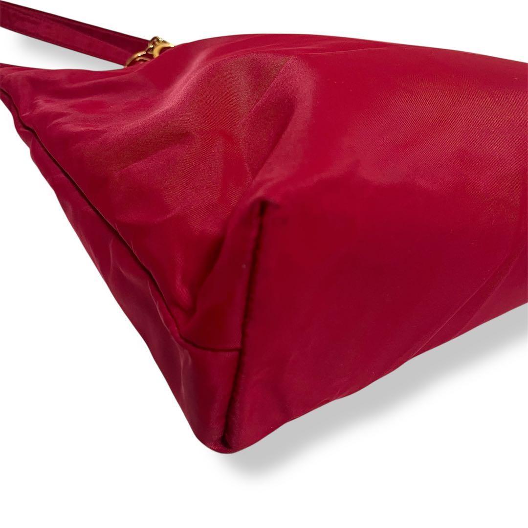 Valentino Garavani Shoulder Bag Purse Logo Nylon Red Authentic