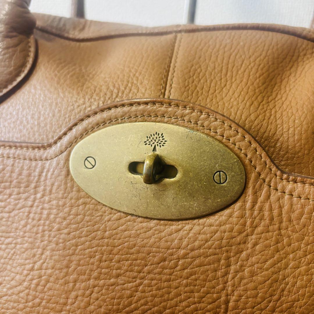 MULBERRY Hand Bag Tote Purse Turn Lock Leather Brown Authentic