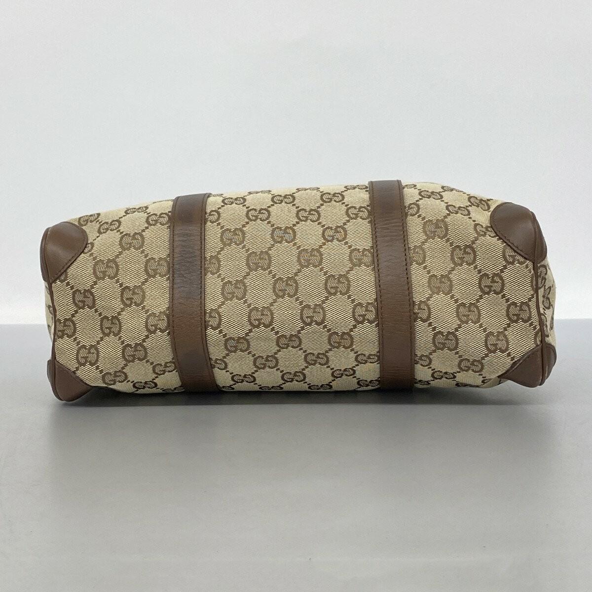 GUCCI Hand Bag Tote Purse GG Canvas Beige Brown Authentic