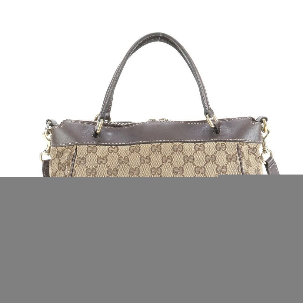GUCCI Hand Shoulder Bag Tote Purse 2way GG Canvas Leather Beige Brown Authentic