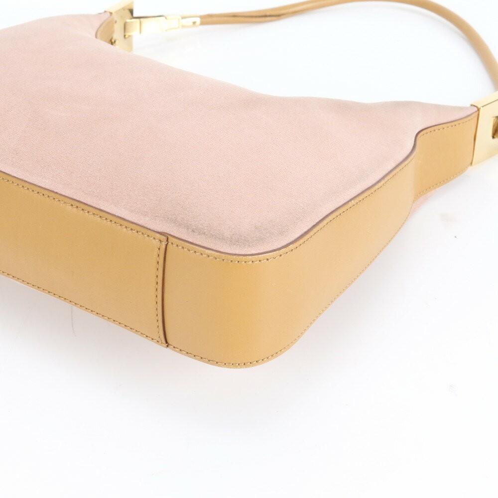 GUCCI Hand Shoulder Bag Tote Purse Leather Pink Brown Authentic