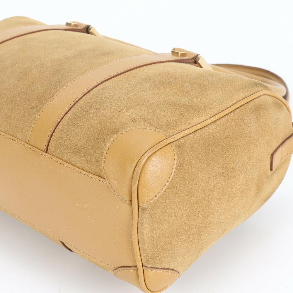 GUCCI Hand Bag Tote Purse Mini Boston Leather Yellow Brown Authentic