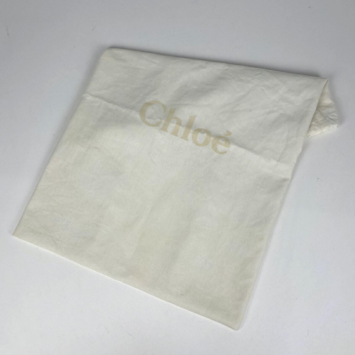 Chloe Hand Bag Tote Purse Logo Canvas Leather Beige Authentic