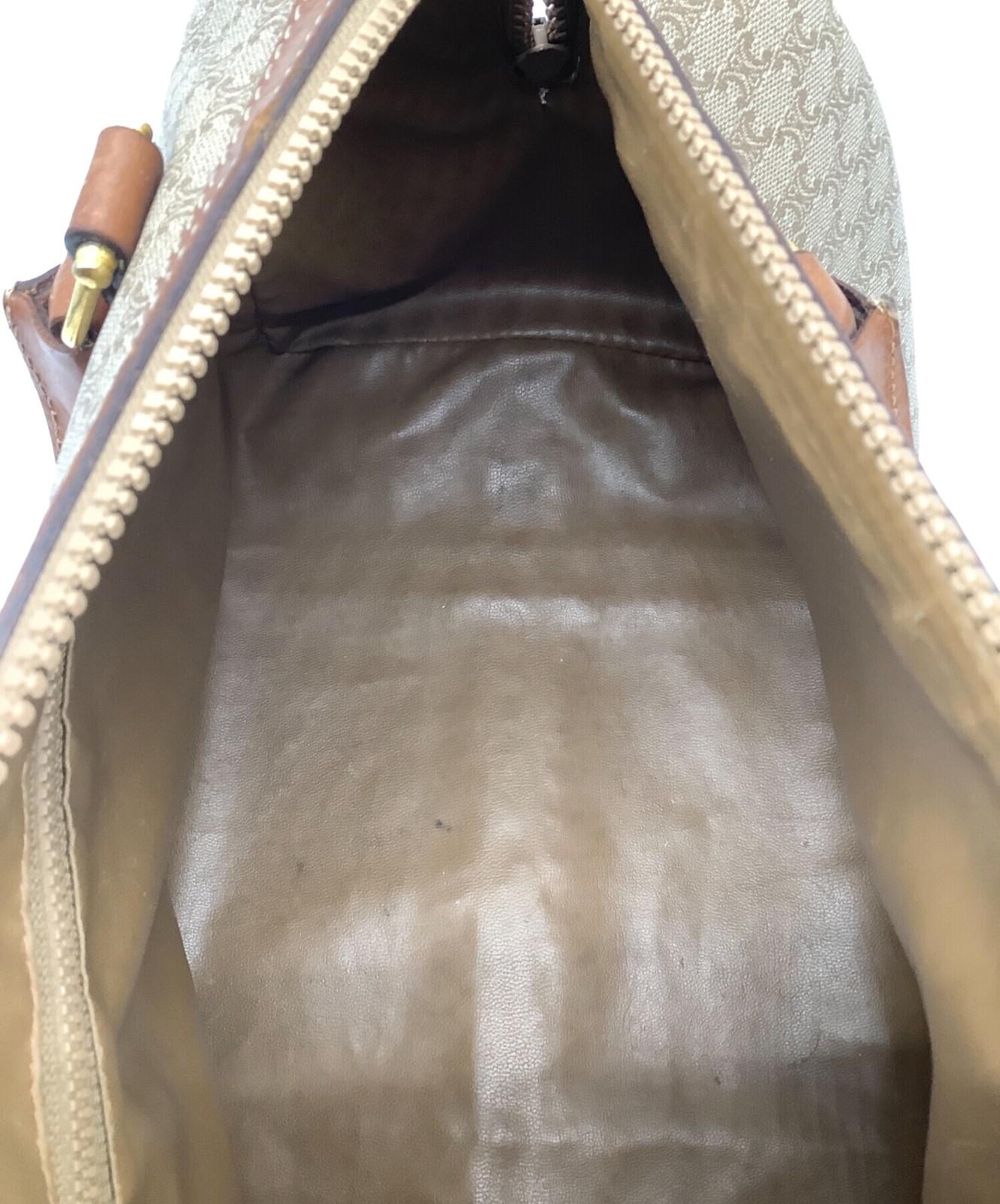 CELINE Boston Bag Hand Tote Purse Macadam Beige Authentic