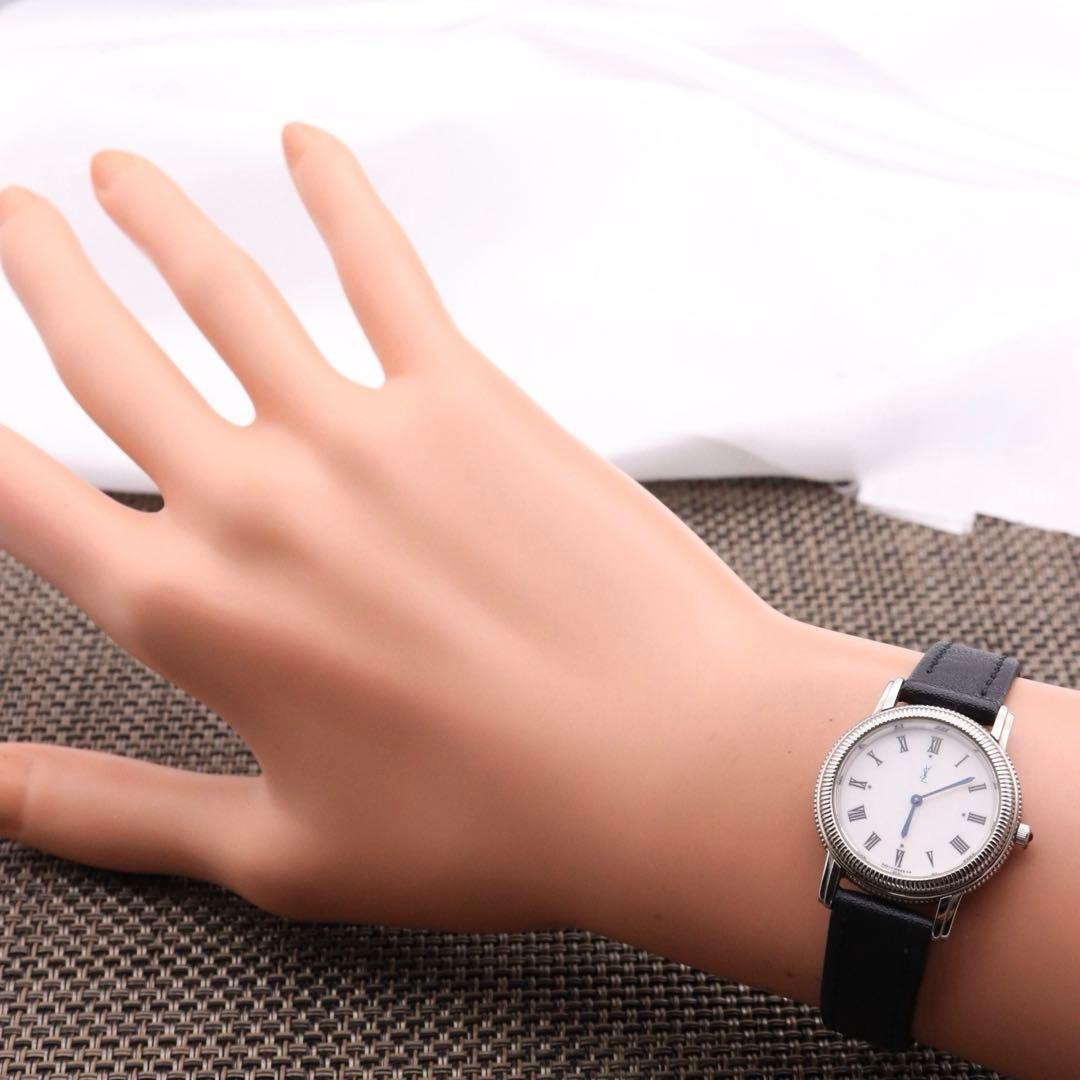 Saint Laurent Quartz Watch Wristwatch YSL Cassandra White Silver Women's Auth