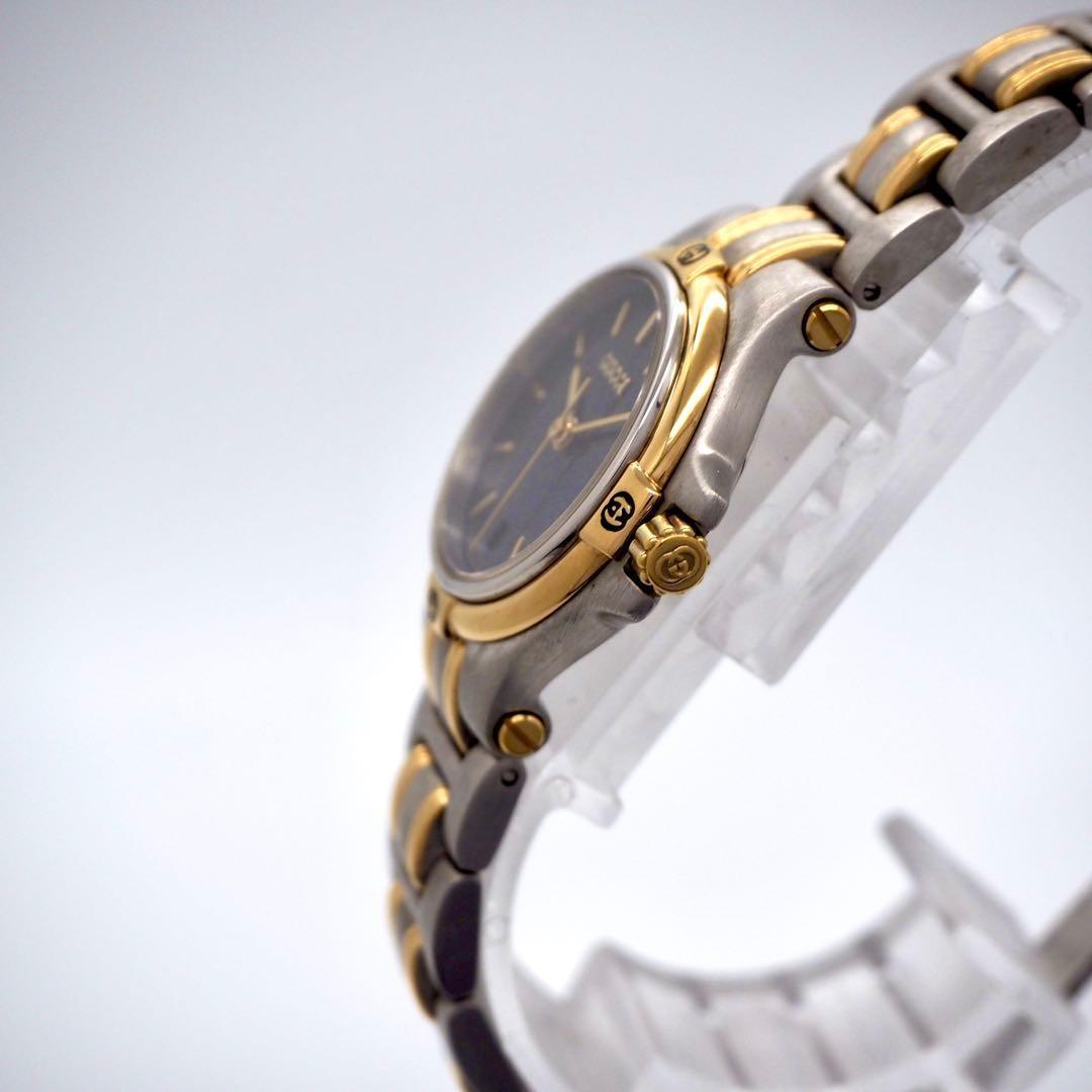 GUCCI 9040L Quartz Watch Wristwatch GG Gold Silver Black Women's Authentic