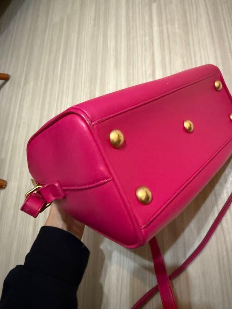 Saint Laurent Boston Bag Hand Shoulder Tote Purse 2way Logo Pink Authentic