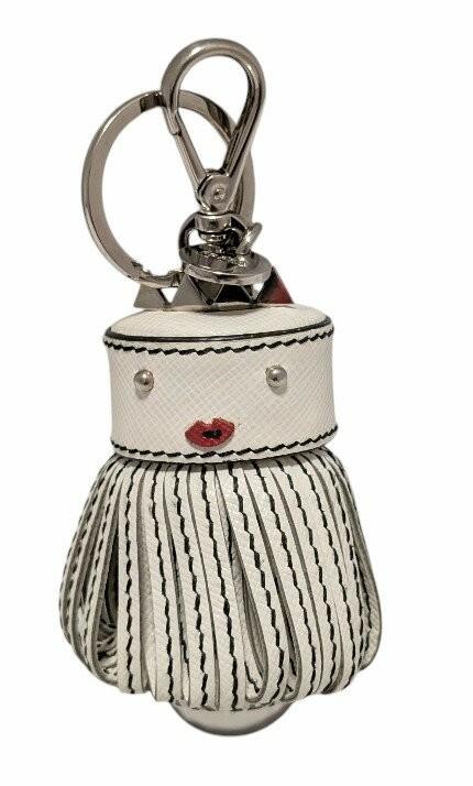 PRADA Key Ring Keychain Bag Charm Doll Robot White Silver Authentic