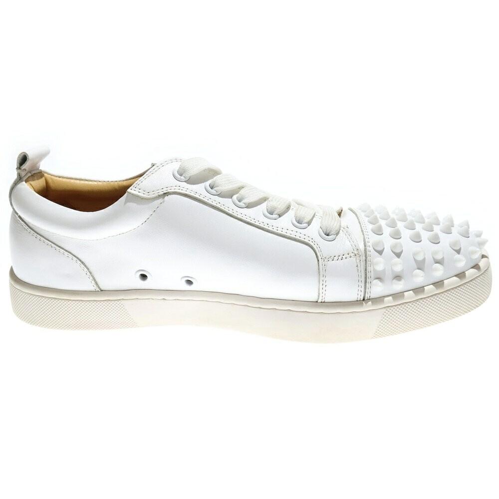 Christian Louboutin Sneakers Shoes Low-Cut Studs EU 42 US 9 Leather White Auth