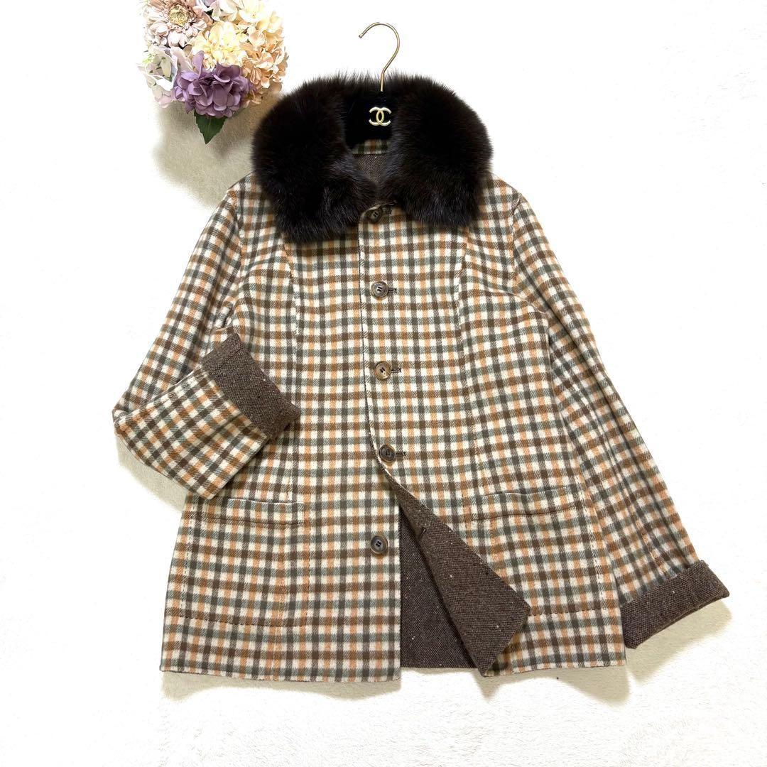 Aquascutum LONDON Wool Coat Asian fit L US size M Brown Authentic