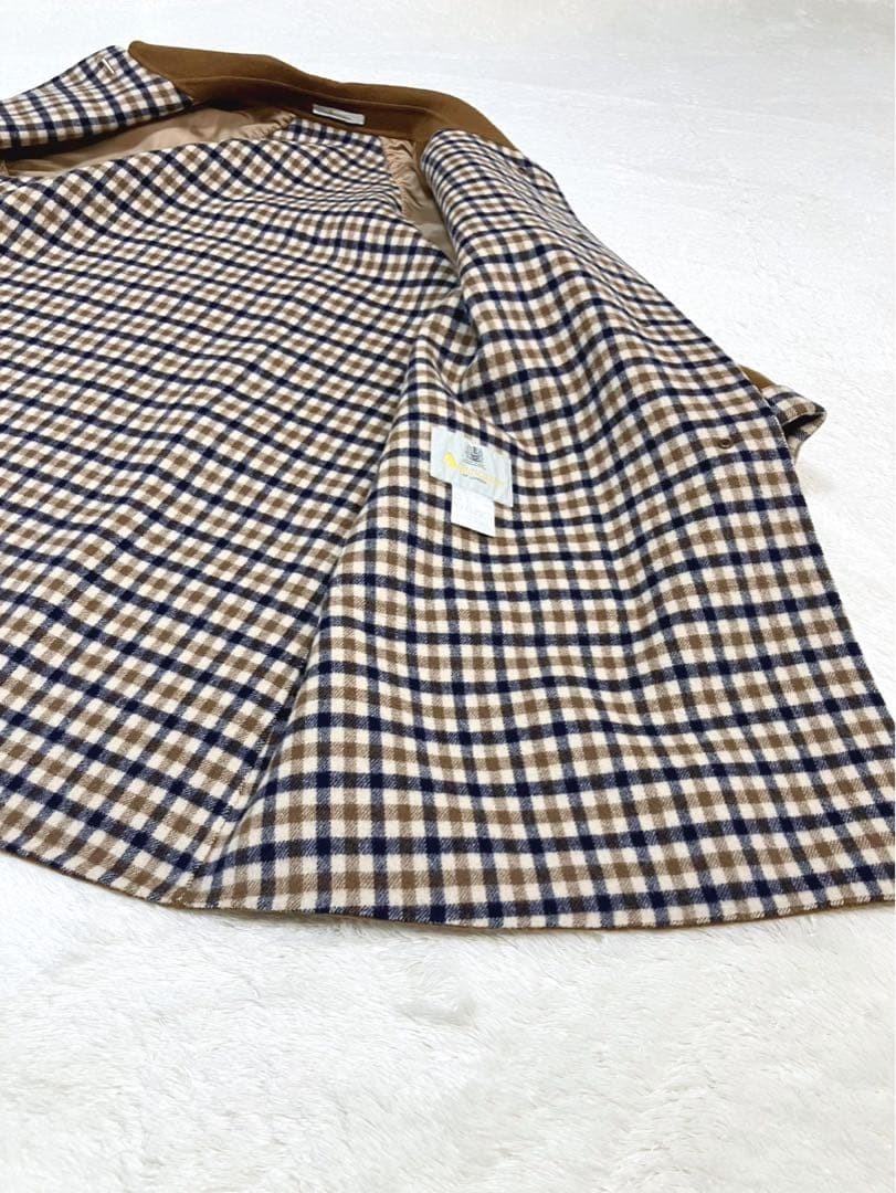 Aquascutum Coat Club Check Asian fit M US size S Camel Authentic