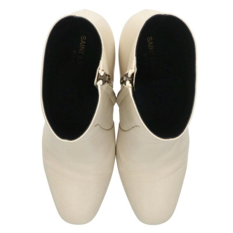 Saint Laurent Paris Short Boots Shoes EU 38 US 8 Leather Off White Authentic