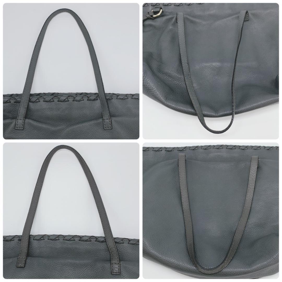 GUCCI Hand Bag Tote Purse Bamboo Leather Gray Authentic