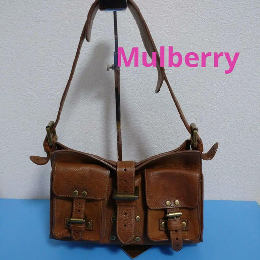 MULBERRY Shoulder Bag Purse Leather Brown Authentic