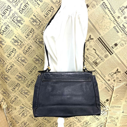LOEWE Shoulder Bag Purse Anagram Leather Black Authentic