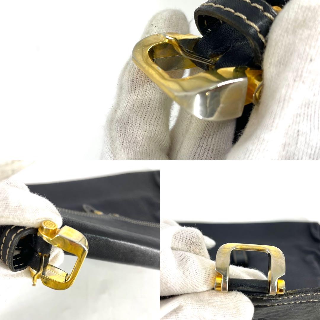 LOEWE Shoulder Bag Purse Anagram Leather Black Authentic