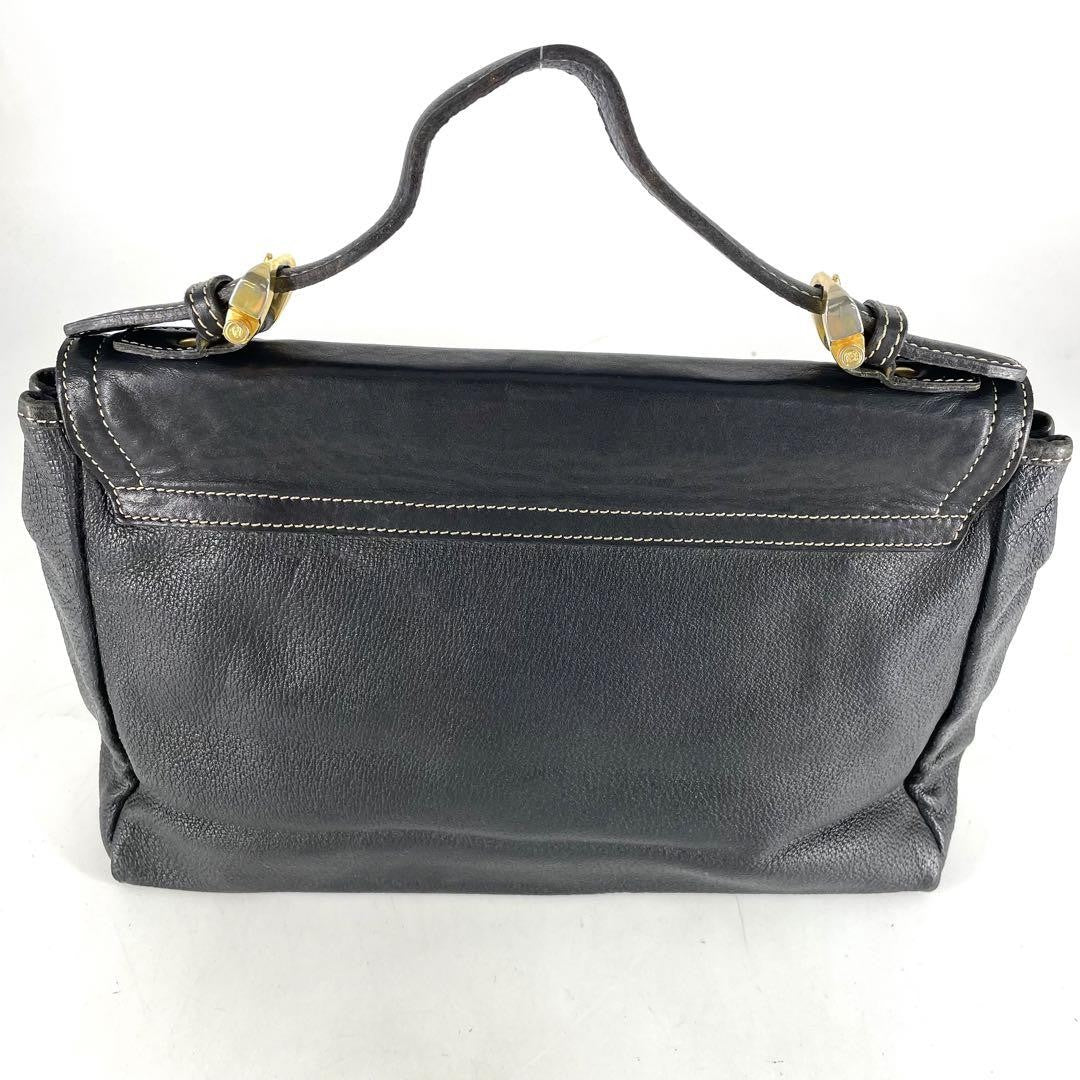LOEWE Shoulder Bag Purse Anagram Leather Black Authentic