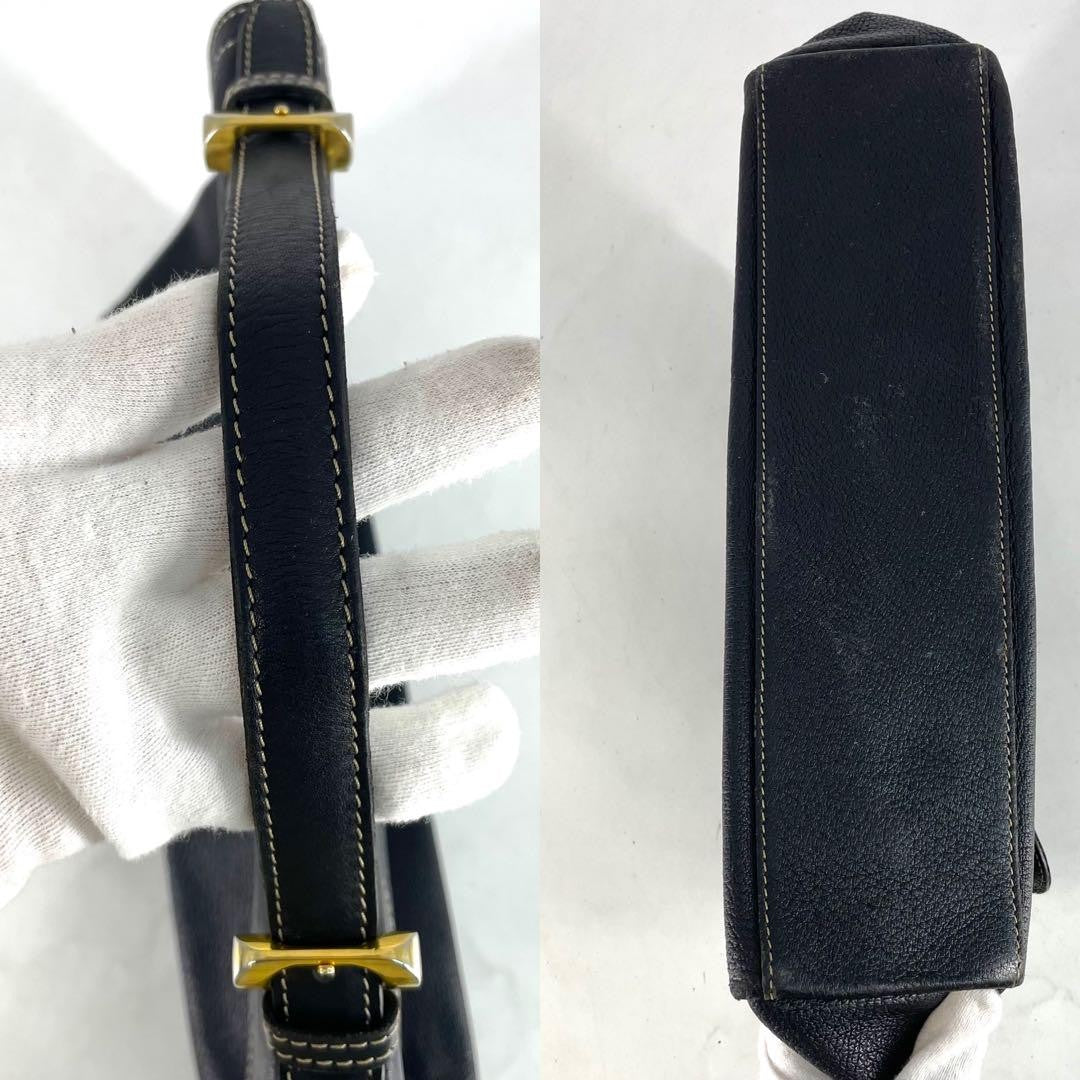 LOEWE Shoulder Bag Purse Anagram Leather Black Authentic