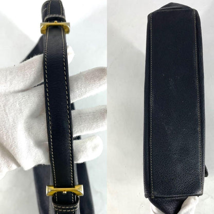 LOEWE Shoulder Bag Purse Anagram Leather Black Authentic